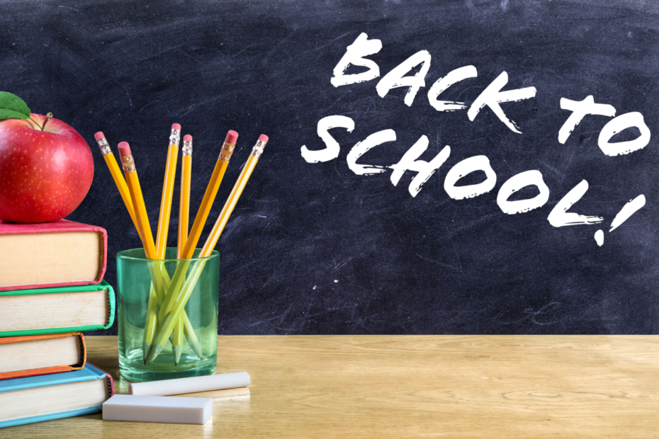 a picture of a chalkboard that says back to school